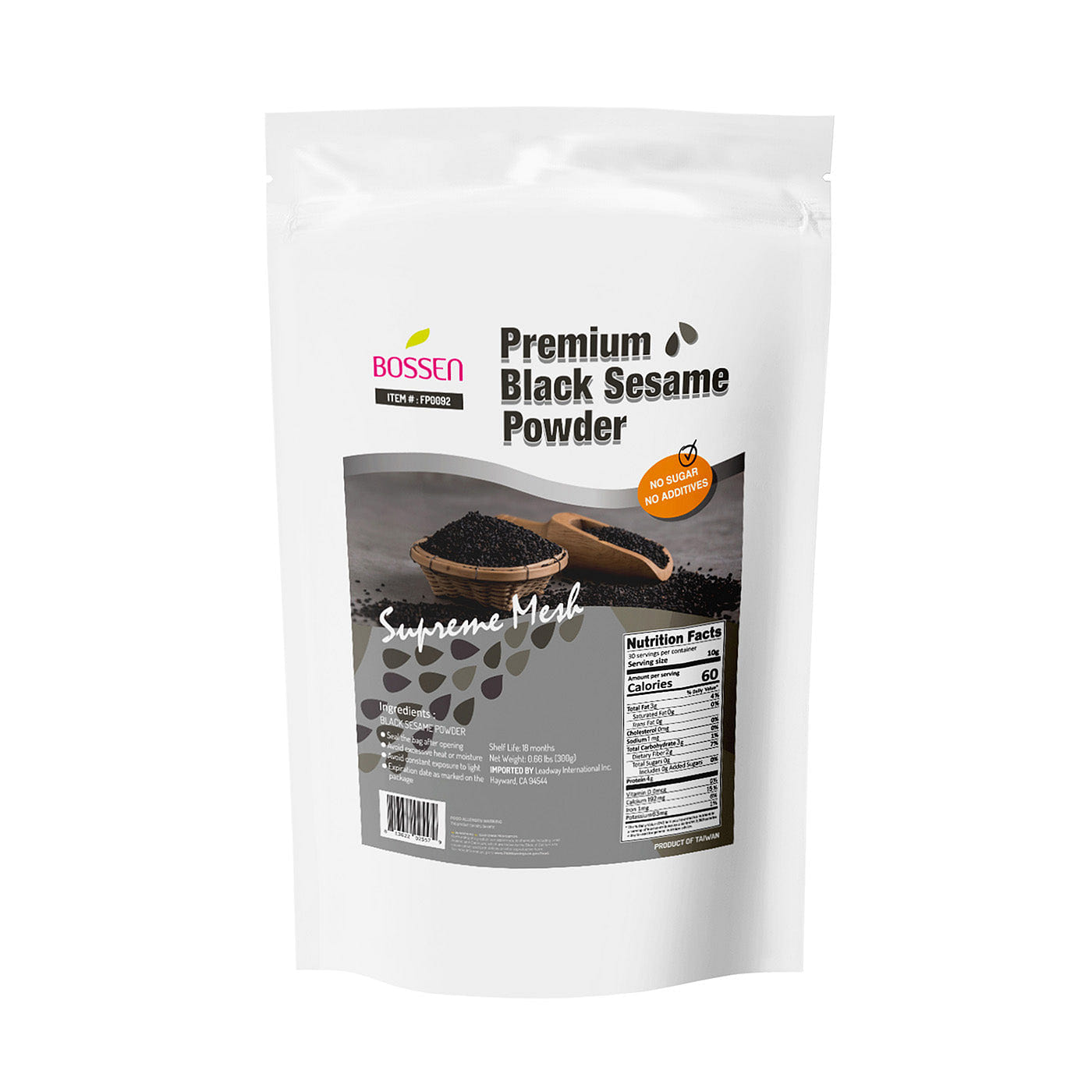 Bossen Premium Black Sesame Powder 300 グラム