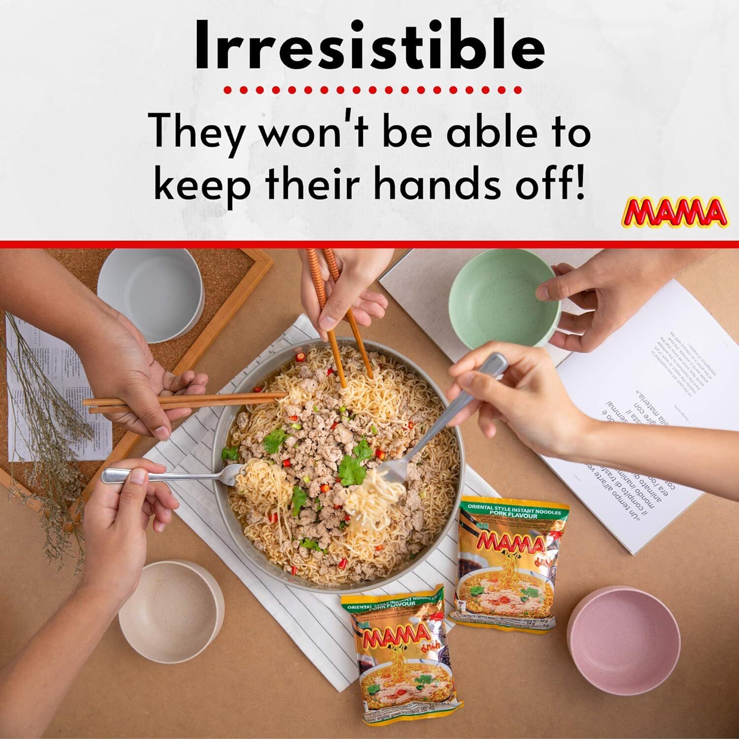 Get MAMA Instant Noodles Artificial Pork Flavor pack of 10