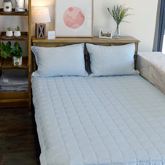 mumooroom Cotton Satin Mattress Pad w Elastic Band – SKYBLUE (US Queen) 1 each