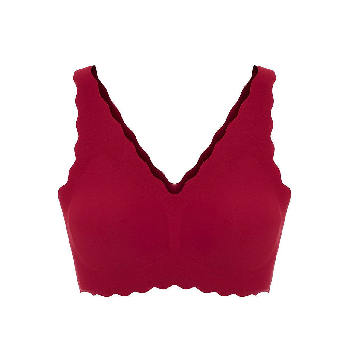 Ubras Women’s Wireless Deep-V Wavy-Edge Vest Bra. Free Size Fixed Pad Red 1 each