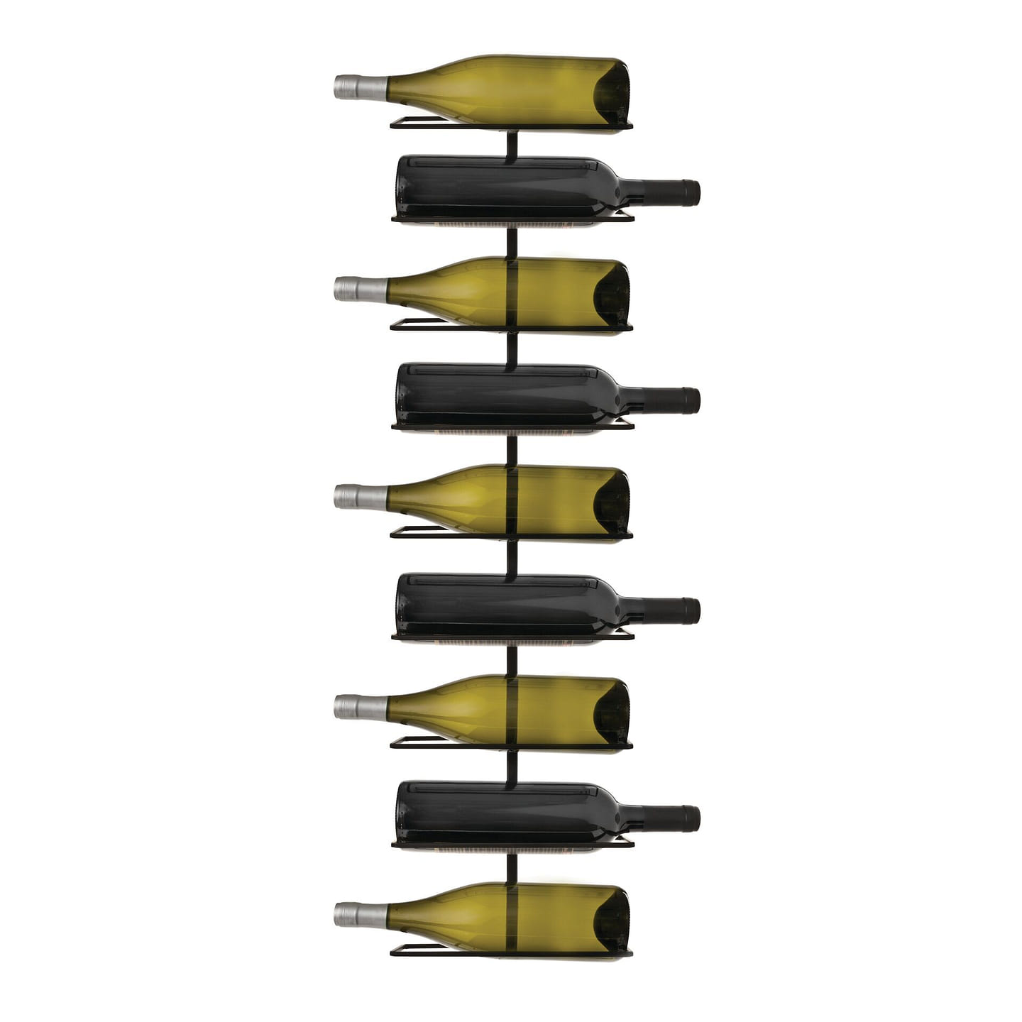 True Align Wall-Mounted Wine Rack, Black Wrought Iron, Minimalist Modern Wine Display, Alcohol Storage Solution, Holds Nine Standard Wine Bottles, 37.75 x 9.75 1 each