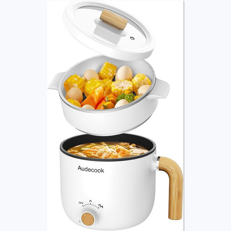 1.5L多功能电热锅带蒸笼便携不粘迷你煮面锅 1 个