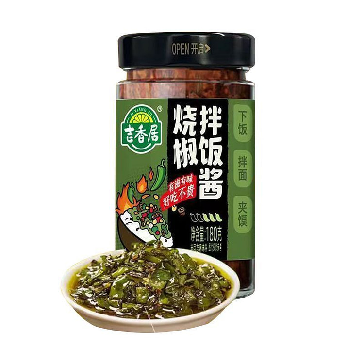 吉香居烧椒拌饭酱辣椒酱青椒榨菜下饭酱180g*1瓶 180 克