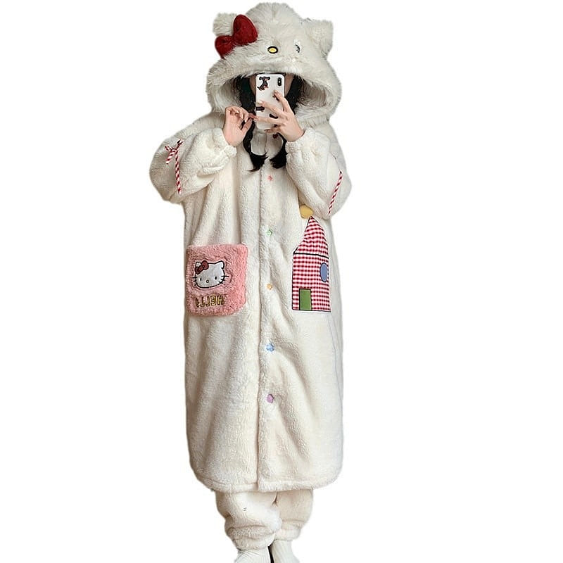 Big Bow Coral Velvet Pajama Set Autumn/Winter Warm – Size XXL 1 each