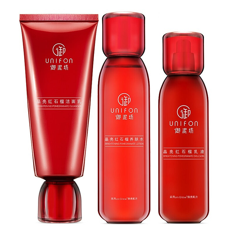 【今日特价限时秒杀】御泥坊晶亮红石榴鲜活三件套礼盒（洁面乳100ml+乳液120ml+养肤水150ml）