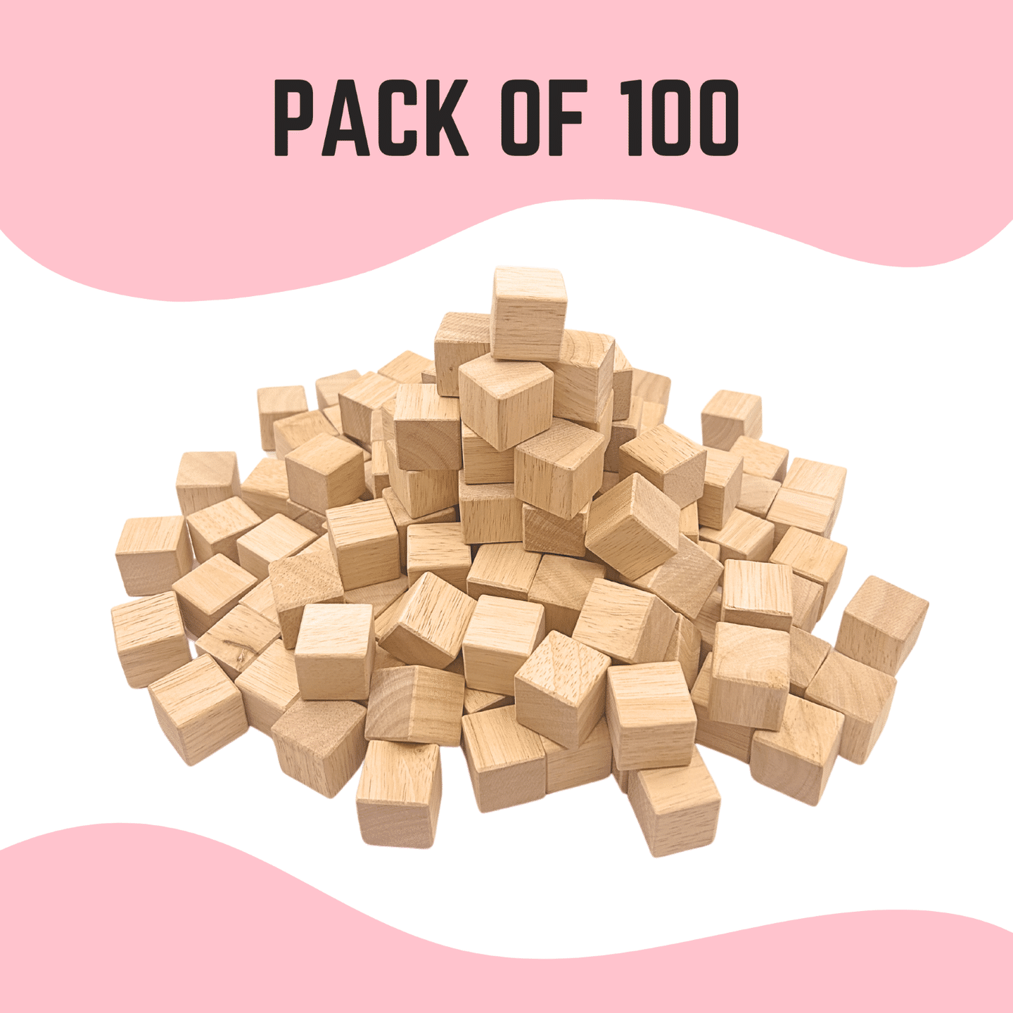 Wood Cube Blocks 1 inch for Crafting, Toys, Building, Painting, Decor 100 count