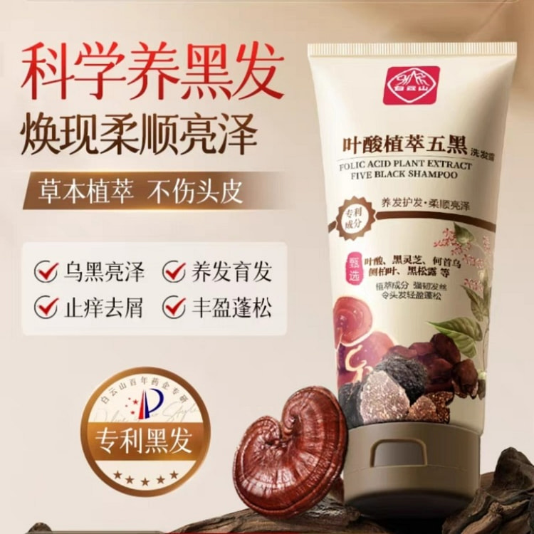 白云山叶酸植萃五黑洗发露 古法黑发育发 200 毫升