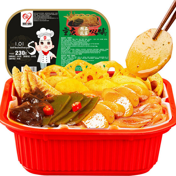 渝心 重庆自热小火锅网红组合懒人夜宵速食宽粉麻辣 精品蔬菜230g*1盒
