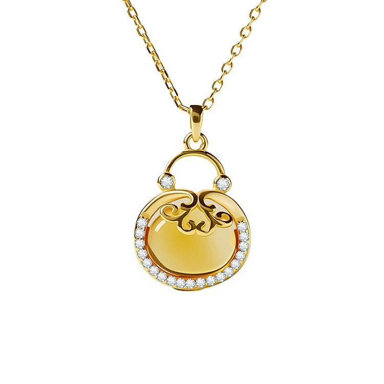 宫里上新 黄水晶吊坠水晶项链锁骨链 20*13mm 1 盒