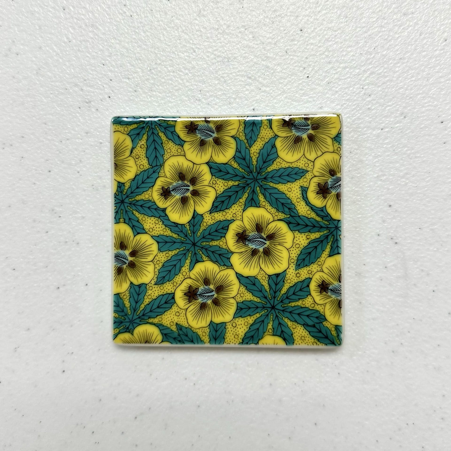 Kutani Ware Handmade Square Coaster (Aoi, 3.54 x 3.54) Made in Japan 1 each