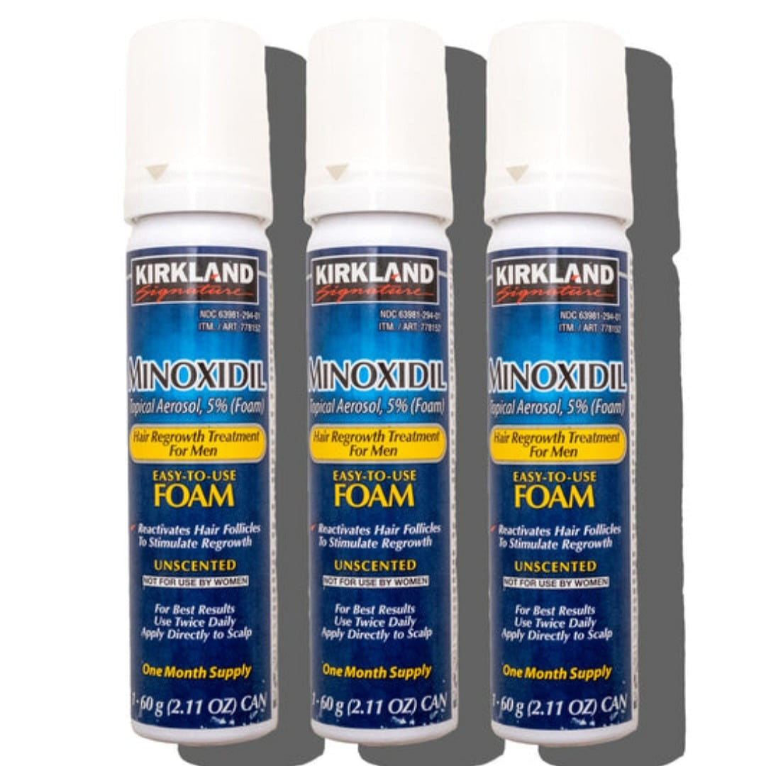 3PK KIRKLAND FOAM MINOXIDIL 5% MENS HAIR REGROWTH 3 pack
