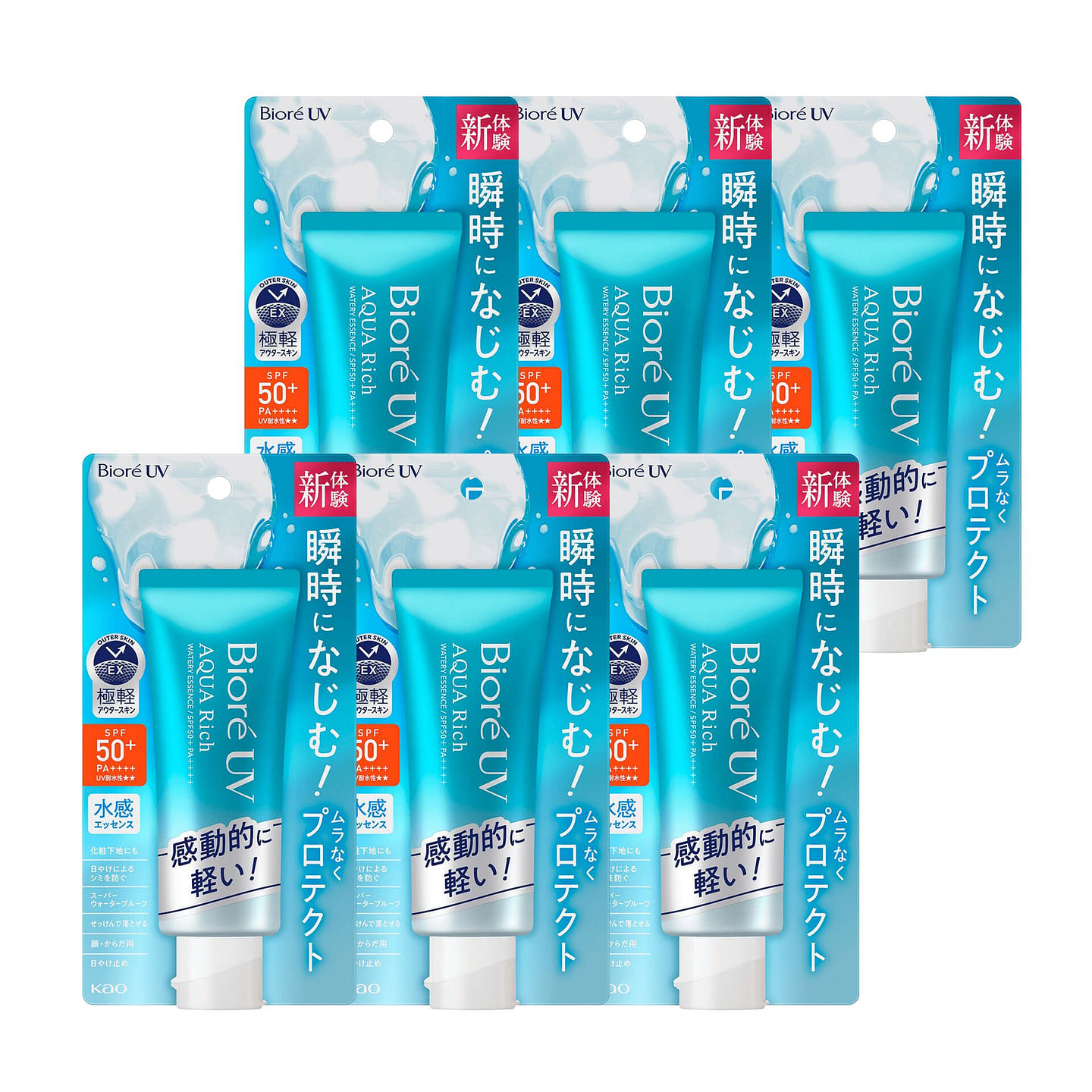 Biore UV Aqua Rich Watery Essence (Pack of 6) 420 g