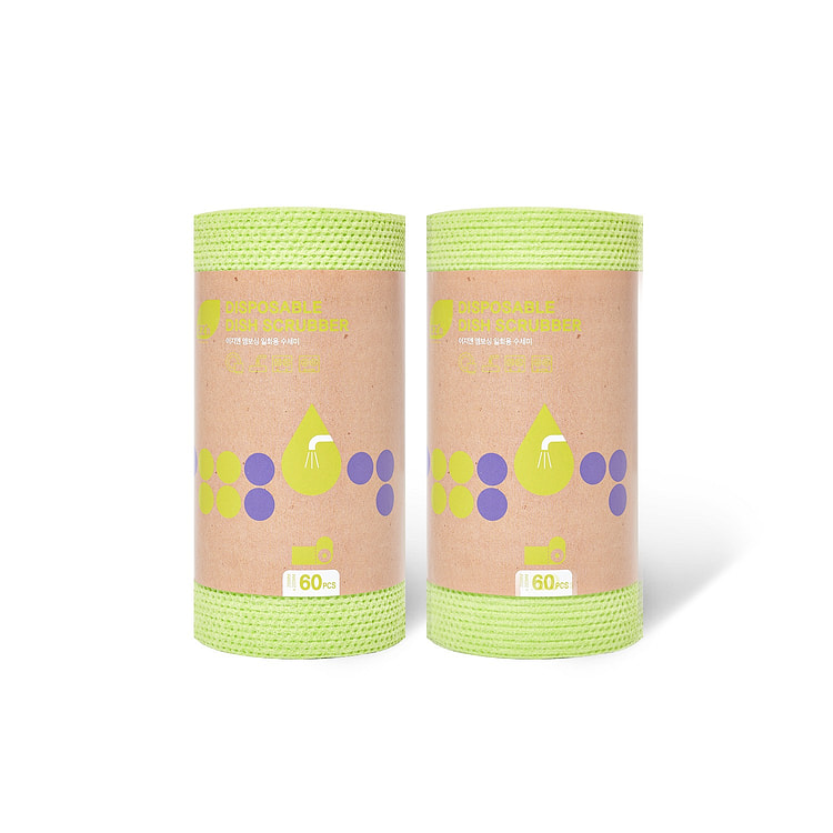 EZ'n Disposable Dish Scrubber, Lime, 60 Sheets*2