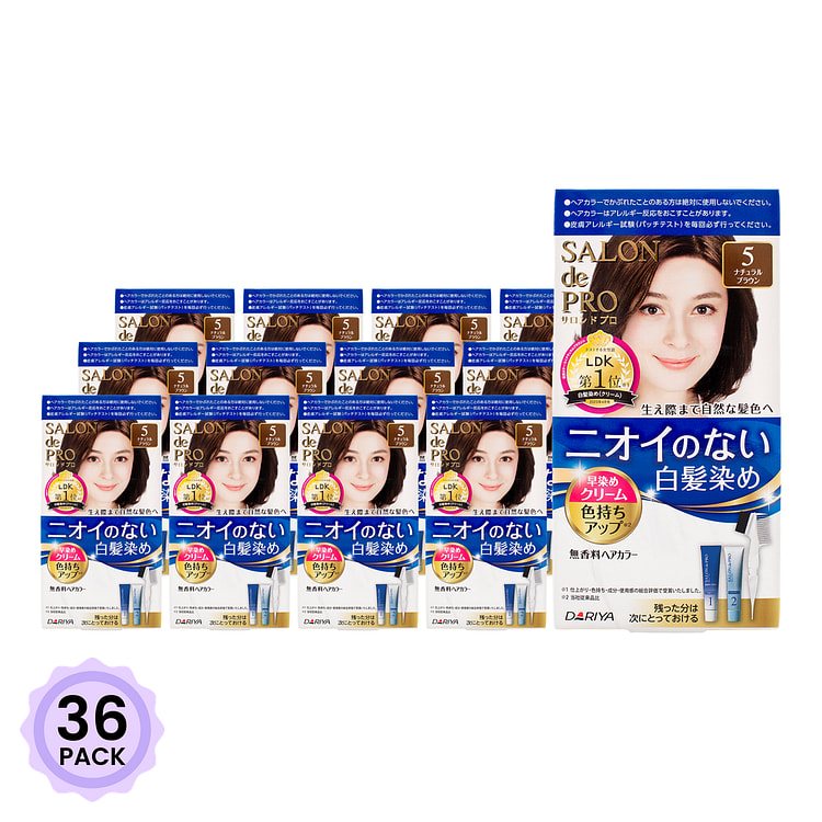 Dariya SALON de PRO 沙龙级别白发专用无味染发剂 5 自然棕色 80g 1 盒*36 包
