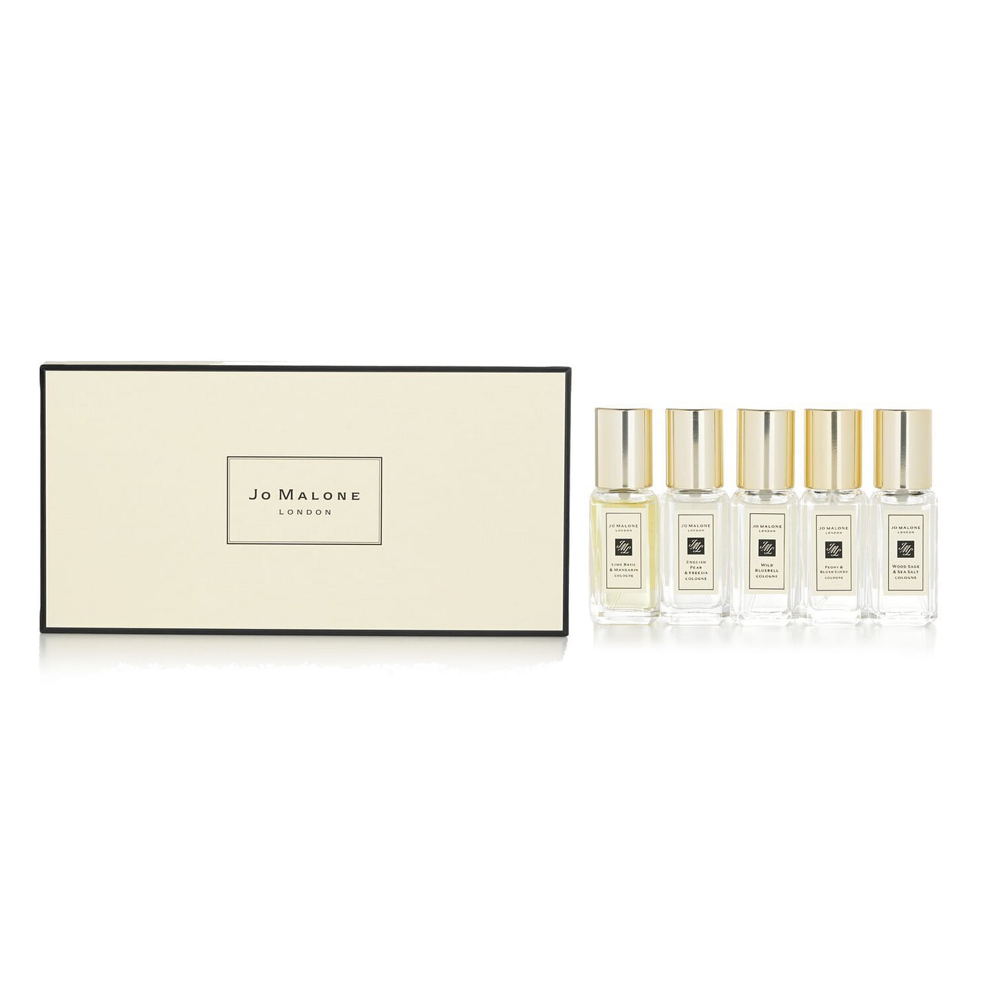 Jo Malone Cologne Collection: Lime Basil & Mandarin, English Pear & Freesia, Wild Bluebell, Peony & Blush Suede, Wood Sage &Sea Salt 5x9ml/0.3oz 5 ml