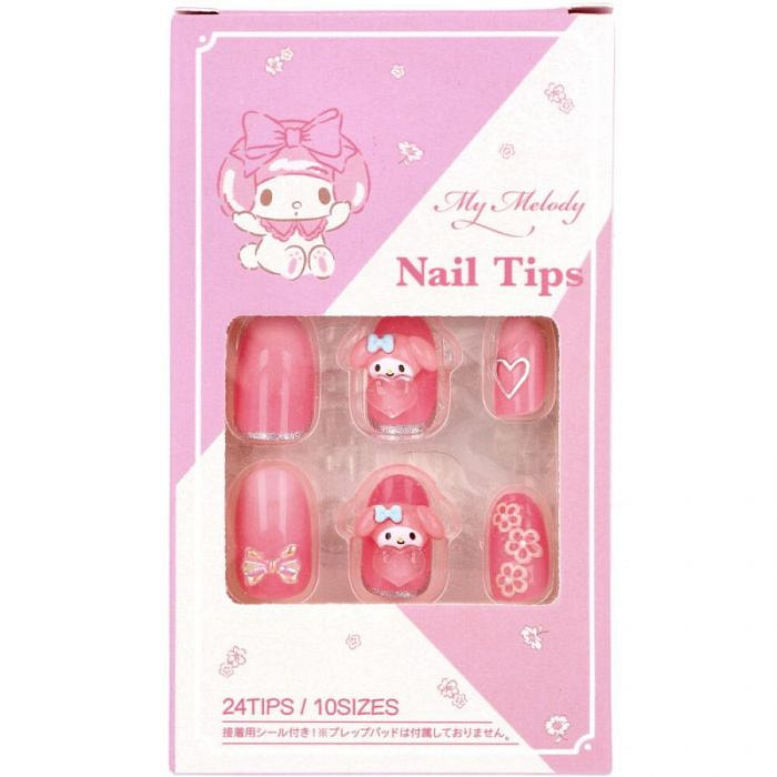 Santan x Japan Sanrio My Melody 卡通穿戴甲美甲贴 - 粉色系（24枚入/10种尺寸） 1套