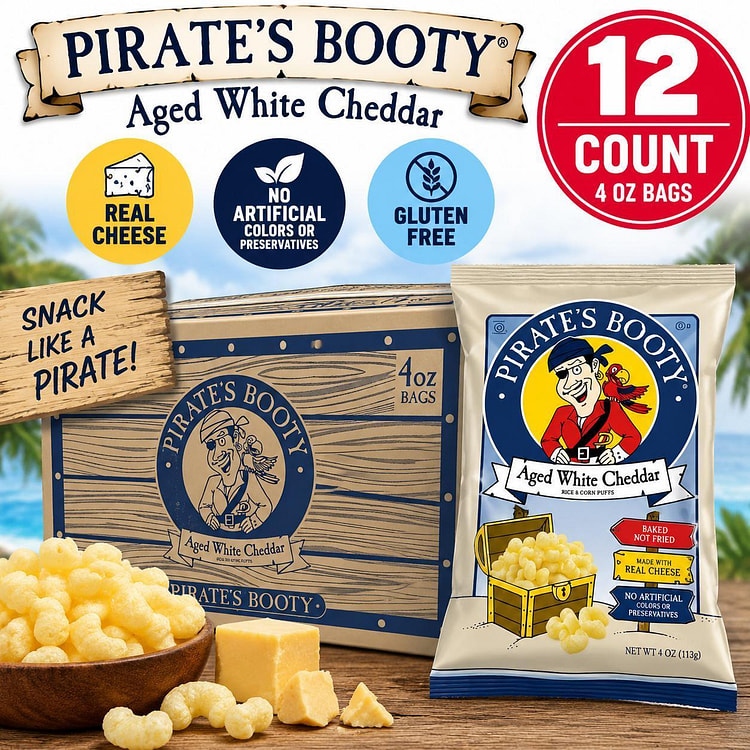 Pirate's Booty Aged White Cheddar 4oz 12ct 1 each