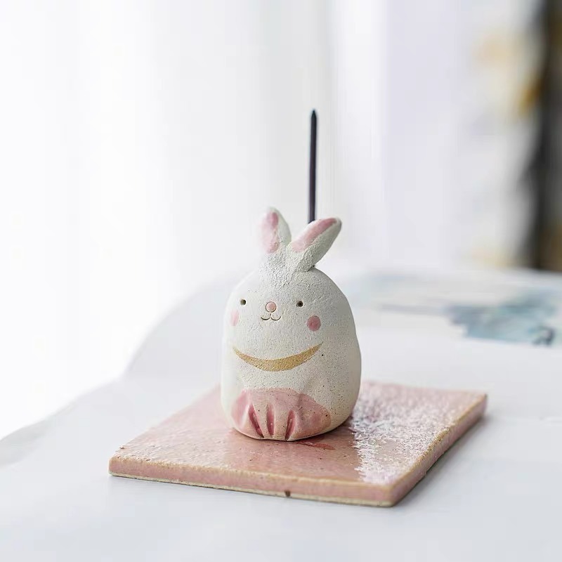 Seto Ware Animal Incense Holder(Gift Box)- Bunny 1 count