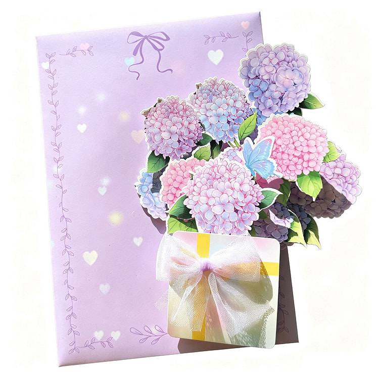 Flower Bouquet Message Card - Hydrangea 1 count