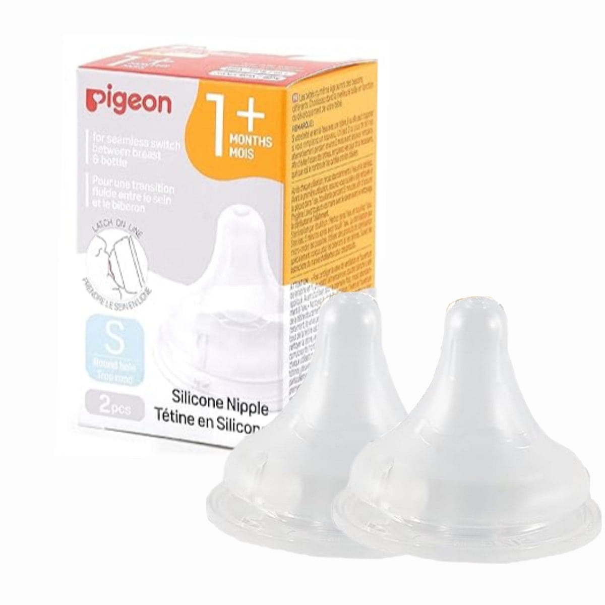 Pigeon Silicone Nipple (S) 1+ Months 2 count