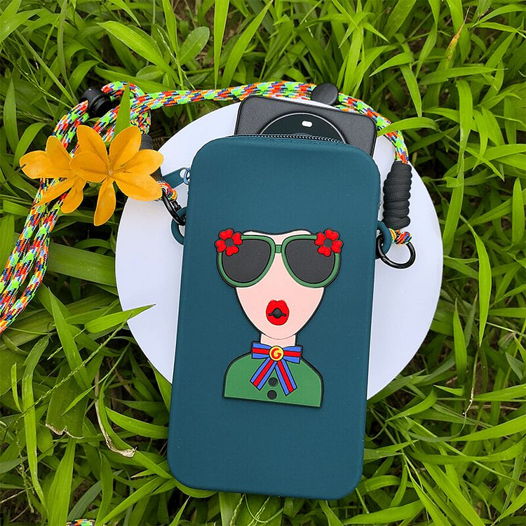 可爱硅胶多功能时尚手机包 墨绿色 1 个