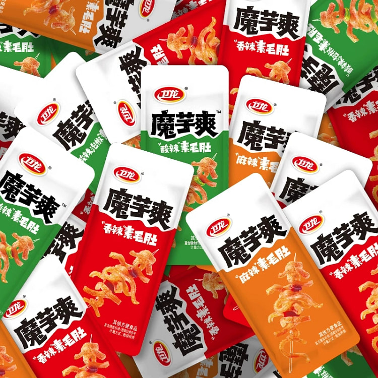 卫龙魔芋爽素毛肚辣条解馋小零食香辣味15g*20