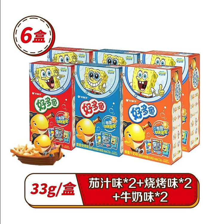 好丽友好多鱼零食非油炸膨化趣食33克*6盒 198 克