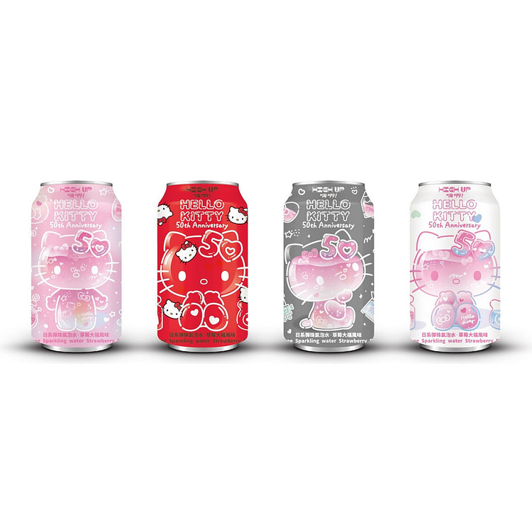 HELLO KITTY 50TH SPARKLING WATER STRAWBERY 4 can