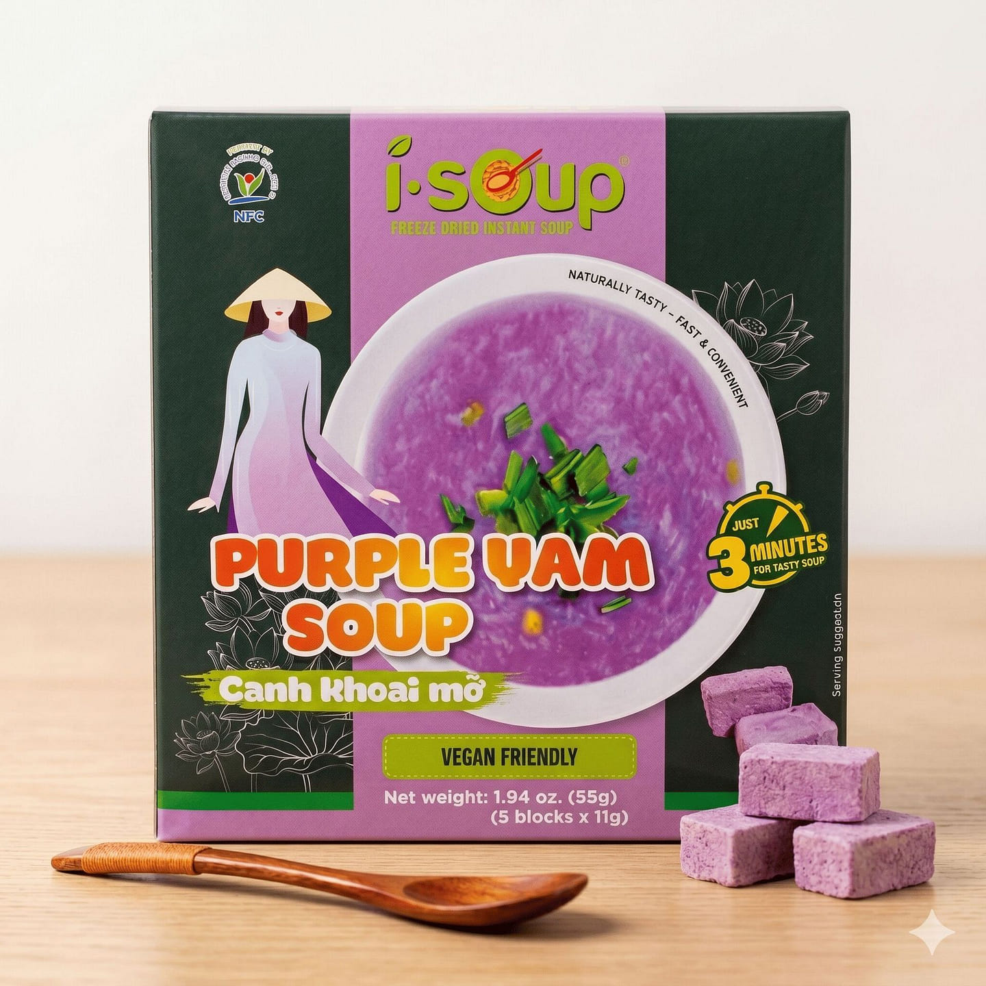 ISoup Purple Yam Soup Vegan Friendly 55g 1 box