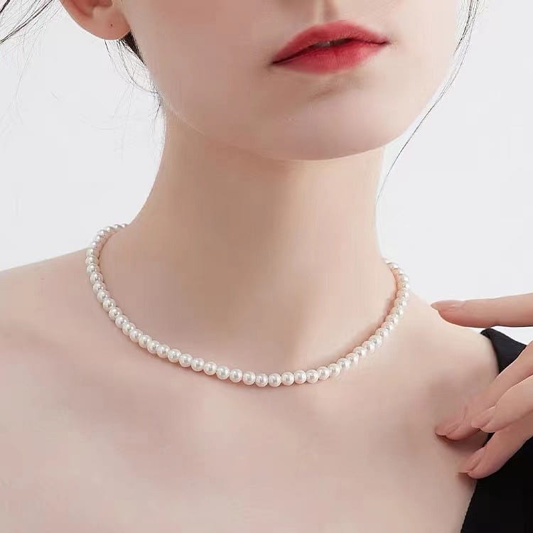 [MCK] 4mm imitation pearl necklace, Luxury Niche, Simple, High-end, Fashionable 1 count