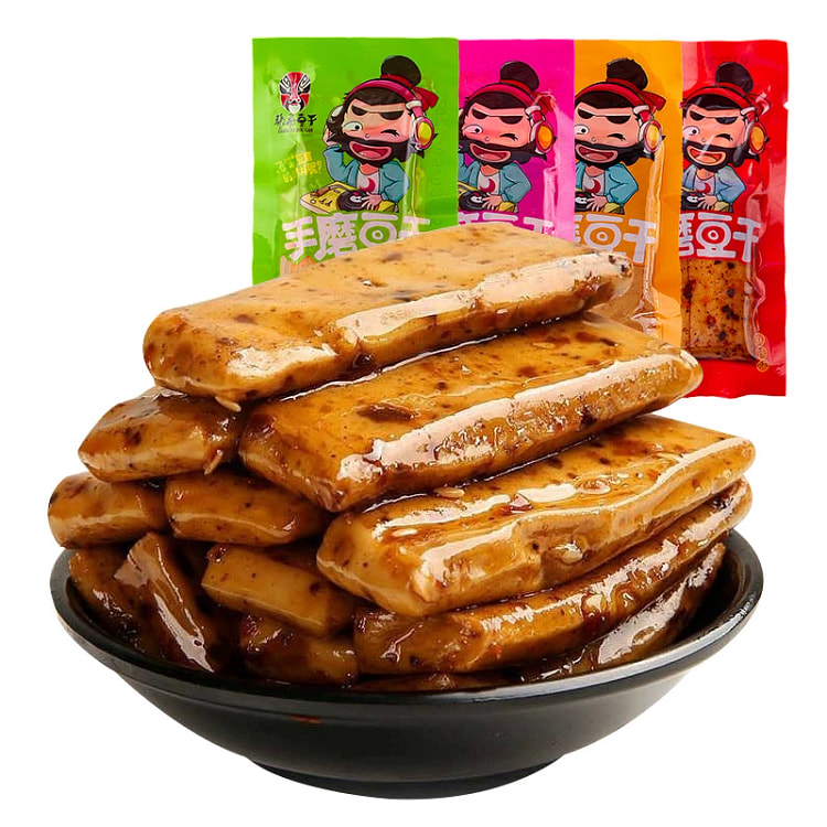 张飞豆干 手磨豆干  即食豆腐干 零食散装小包装 烧烤麻辣山椒五香混合味 250g约8-10包