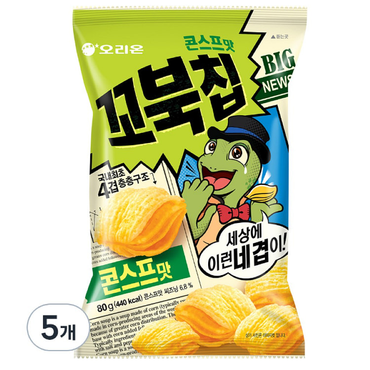 [韩国 直接配送] 龟薯片玉米浓汤味 80g，5个