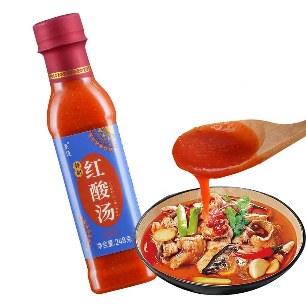 Liangshi Guizhou Kaili Red Sour Soup 248g * 1 bottle Tomato Pot Bottom Hot Pot Base Sour Soup Beef Seasoning 248 g