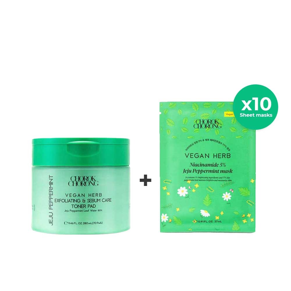 ChorokChorong Skin Care Set (Toner pads, Face mask 10 ea) 9.46 oz