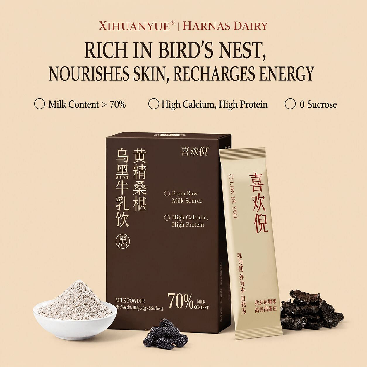 Hanas Polygonatum, Mulberry, and Five Black Powder 100 g