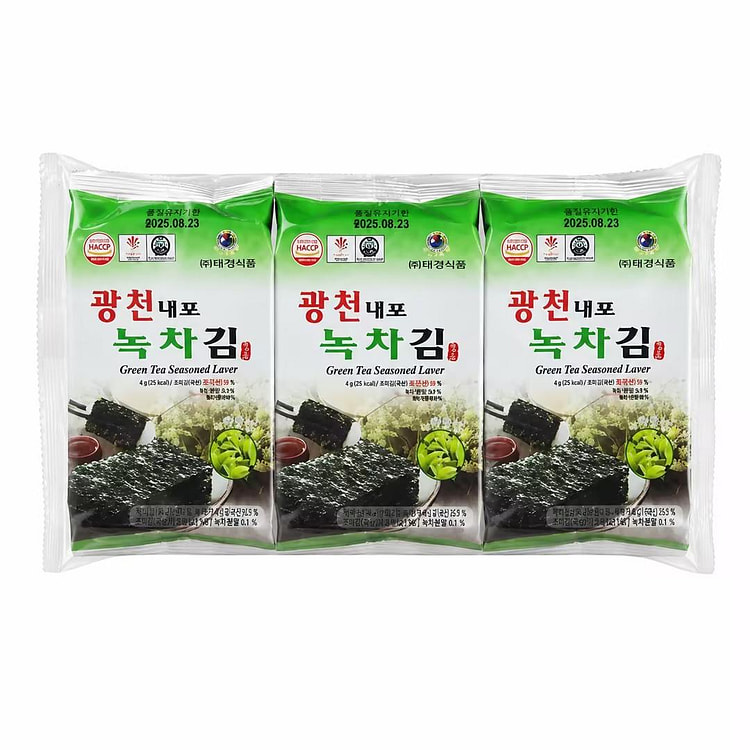 Taejeong Green Tea Flavor Seaweed4g*3pcs 1 each