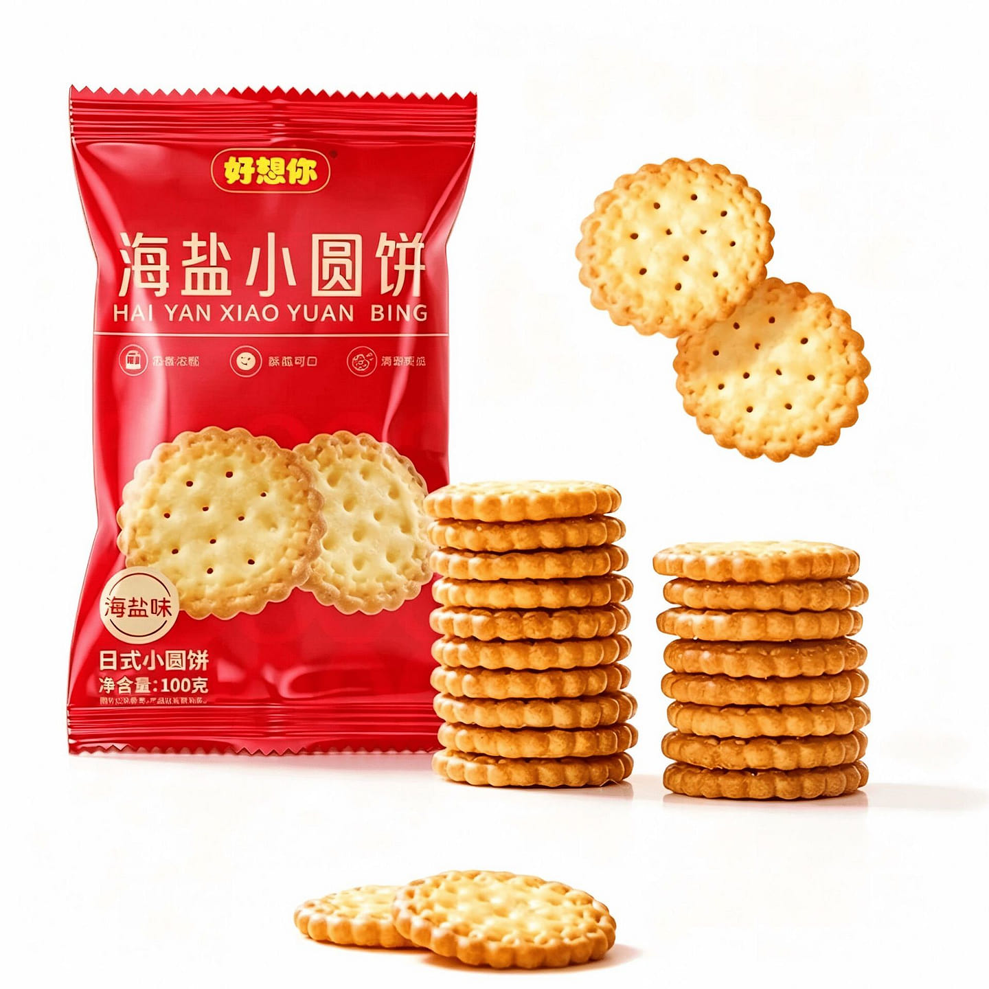 Haoxiangni Sea-Salt Mini Round Biscuits 100 g