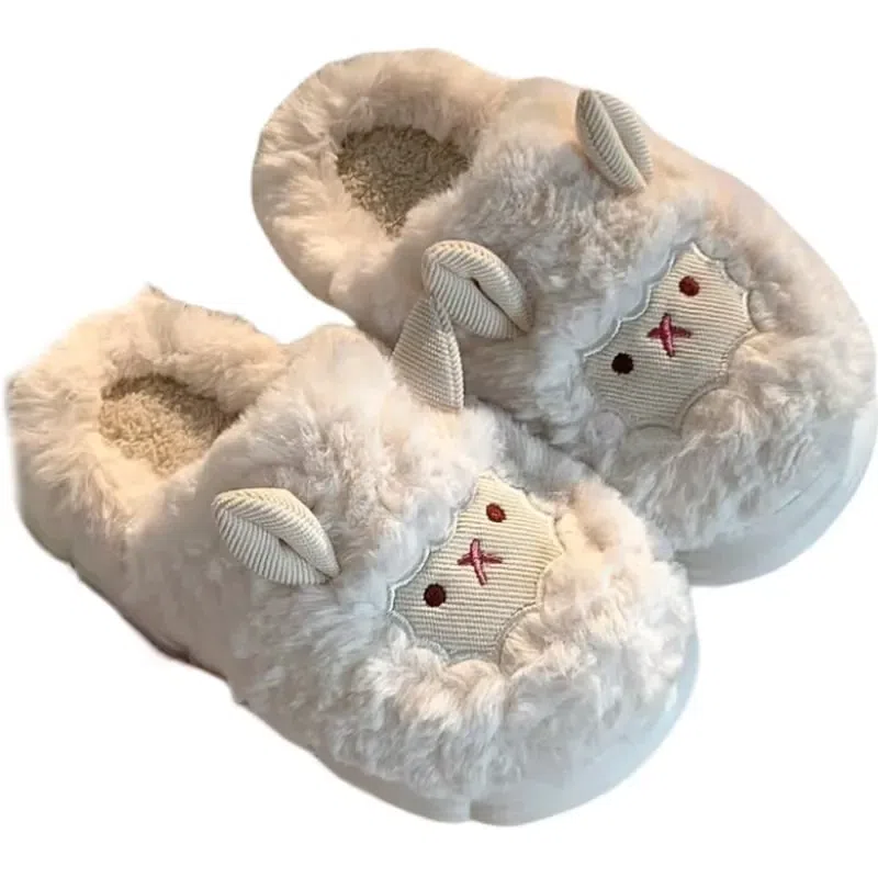 Cute Sheep Autumn And Winter Cotton Slippers – NO Upper White 40-41 1 Pairs 1 each