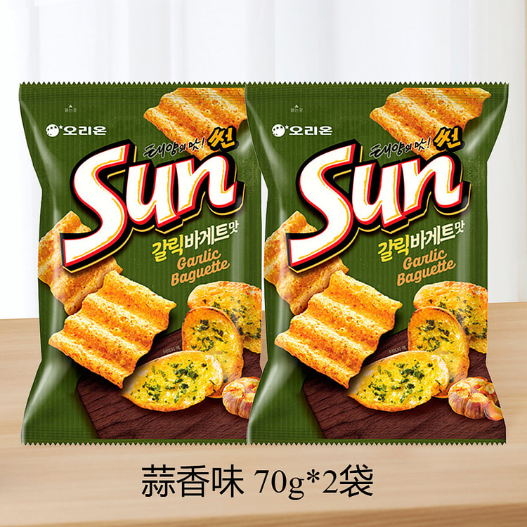 好丽友太阳玉米片蒜香味薯片膨化 70g*2袋
