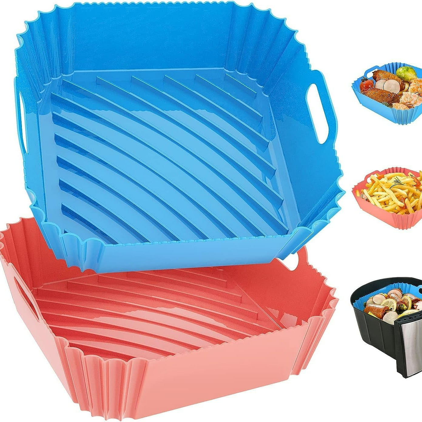 2-Pack Silicone Air Fryer Liners, Square Air Fryer 1 each