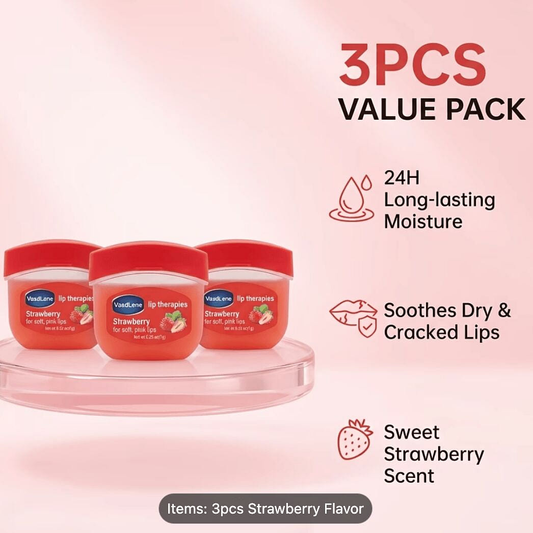 3pcs Strawberry-Scented Lip Balm Moisturizing 1 pack