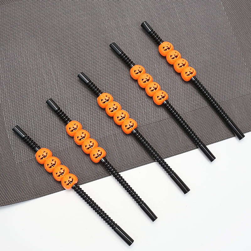Hallowmas Straw Party Decorations -Black Pumpkin 5Pc 1 each