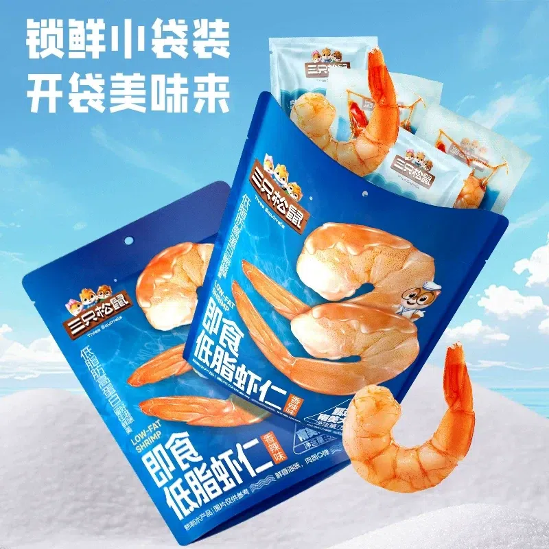 Three Squirrels, Low Fat Shrimp, Spicy Flavor 50g 50 g