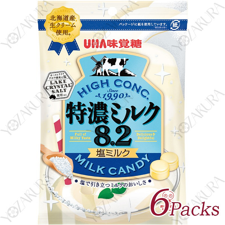 悠哈 特浓牛奶8.2 盐味牛奶 75g × 6袋