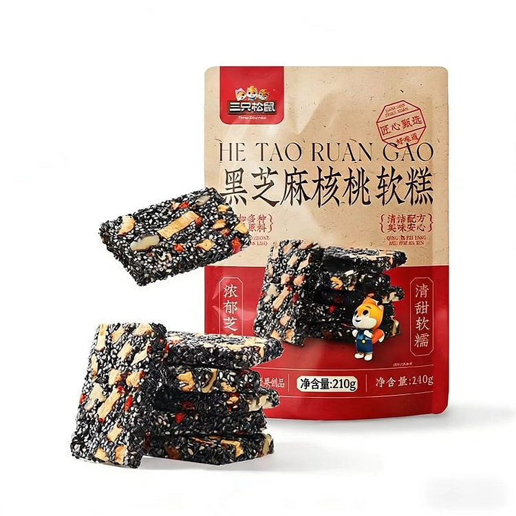 三只松鼠 黑芝麻核桃软糕 210g
