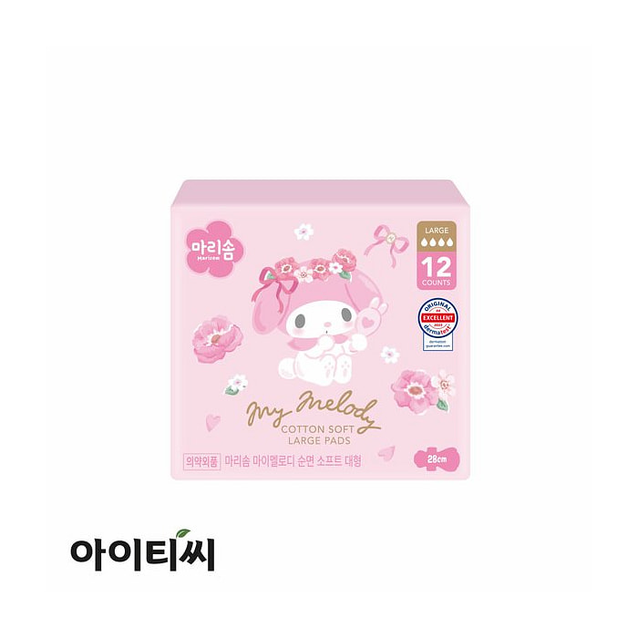 Marisom x Sanrio My Melody 棉柔瞬吸大号护翼卫生棉（L/28cm） 12片