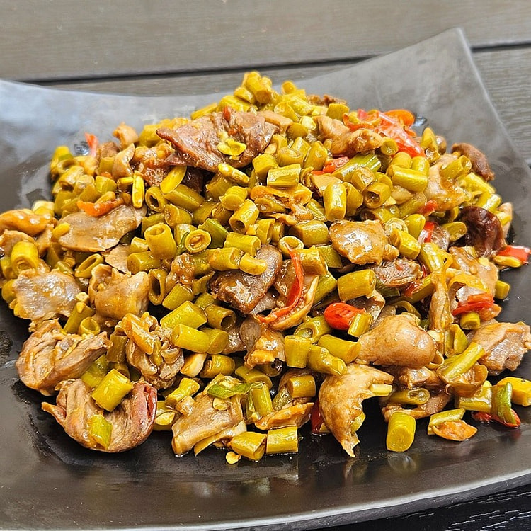 Spicy Chicken Offal with Pickled Long Beans