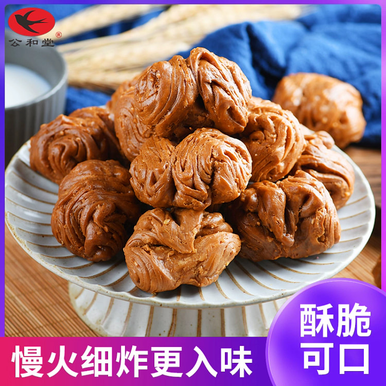 公和堂狮子头袋装安徽特产油炸传统糕点香酥零食非小麻花面包原味240g*1袋