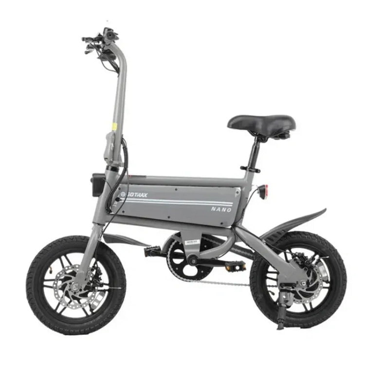 Gotrax Nano 14 英寸折叠成人电动自行车，可折叠城市自行车，灰色