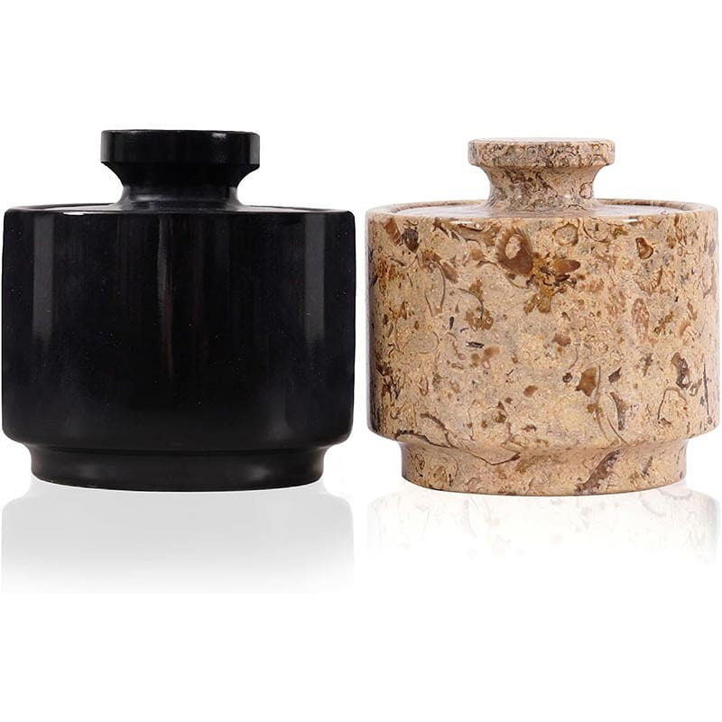 Marble Salt Cellar Black & Coral – Premium Storage 1 each